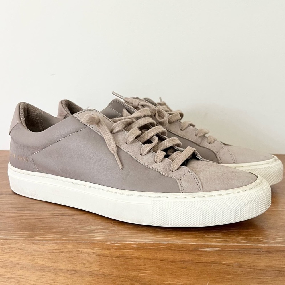 Women's Taupe Leather Sneakers